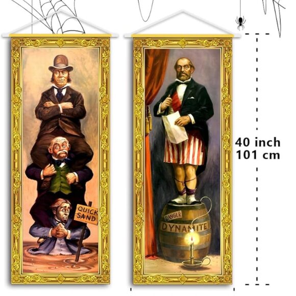 Halloween Decorations Large 4 PCS Haunted Mansion Stretching Portraits Vintage W - Picture 2 of 8